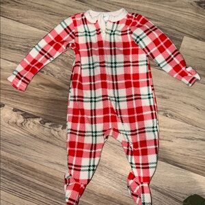 Old Navy Red and White Plaid Footie